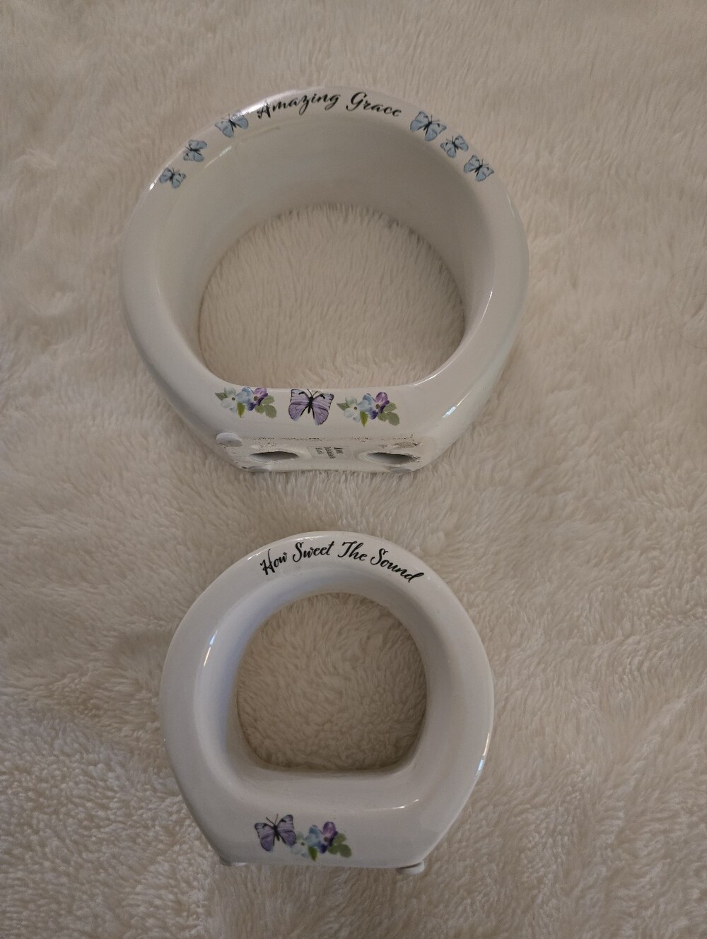 White Ceramic Candle or Wax Warmer Set with Butterfly Floral Accents